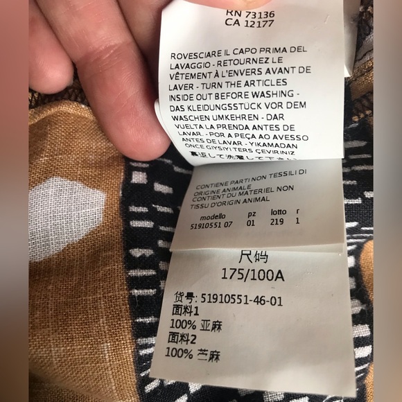 Multicolor And Multi Print Linen Collared Button Down Long Sleeve Shirt - Picture 5 of 9